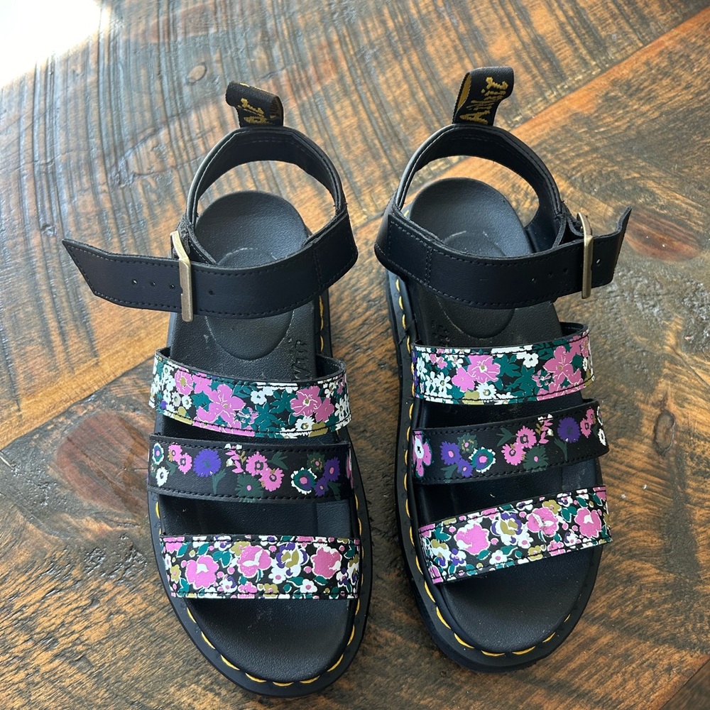 Dr. Martens Black and Floral Sandals